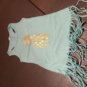 Turquoise fringe Beach cover up or casual summer dress.